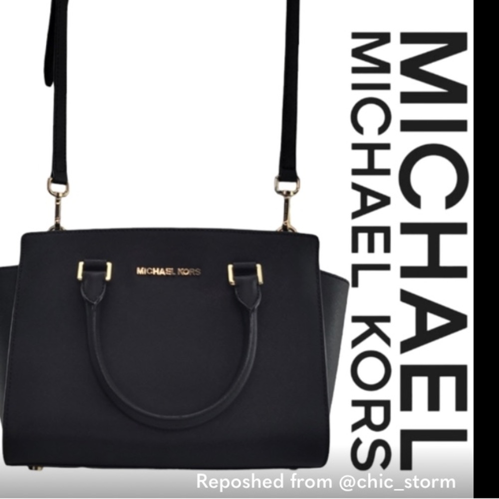 MICHAEL Michael Kors Womens Selma Medium Zip Top Satchel - Black